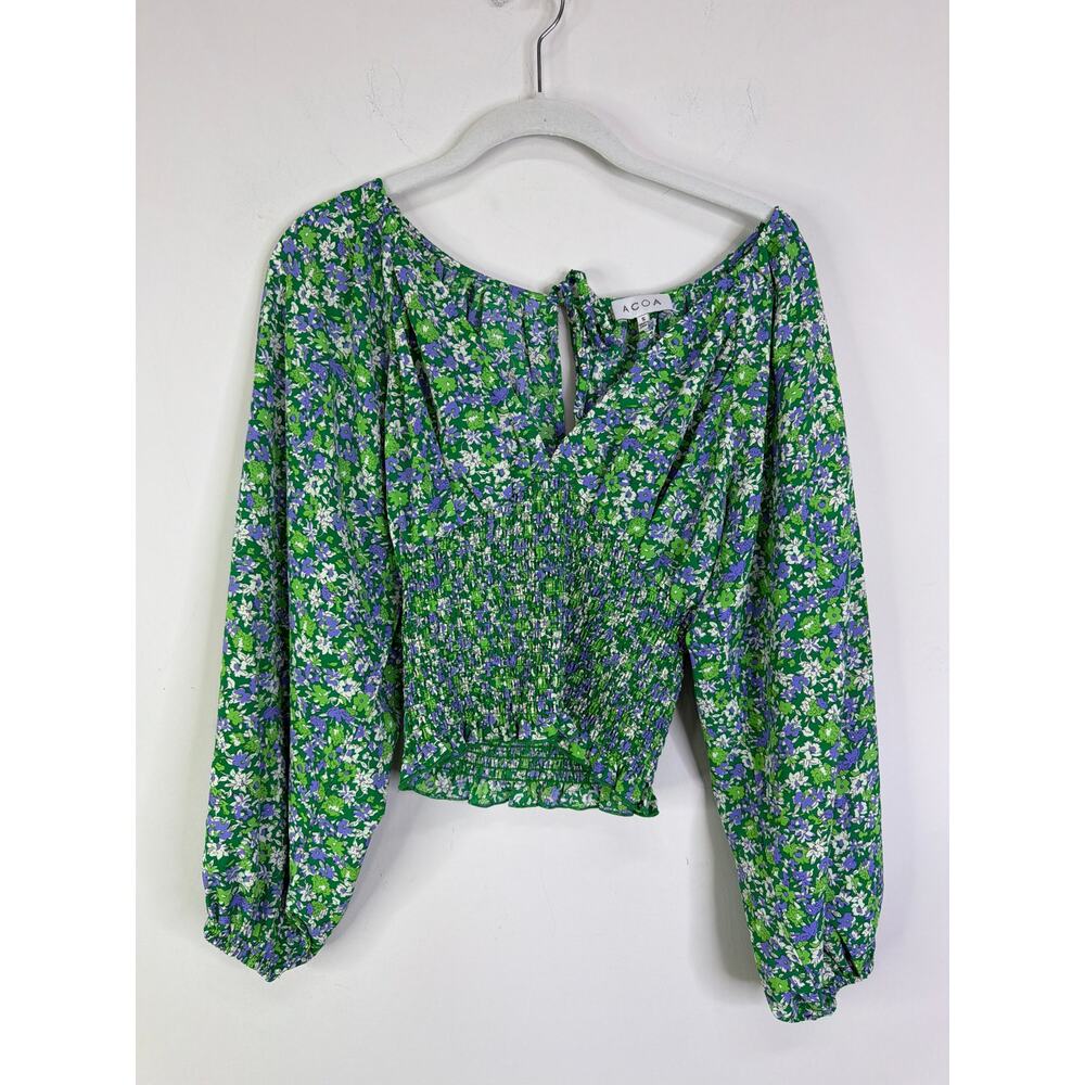 ACOA green ditsy floral print top Size small